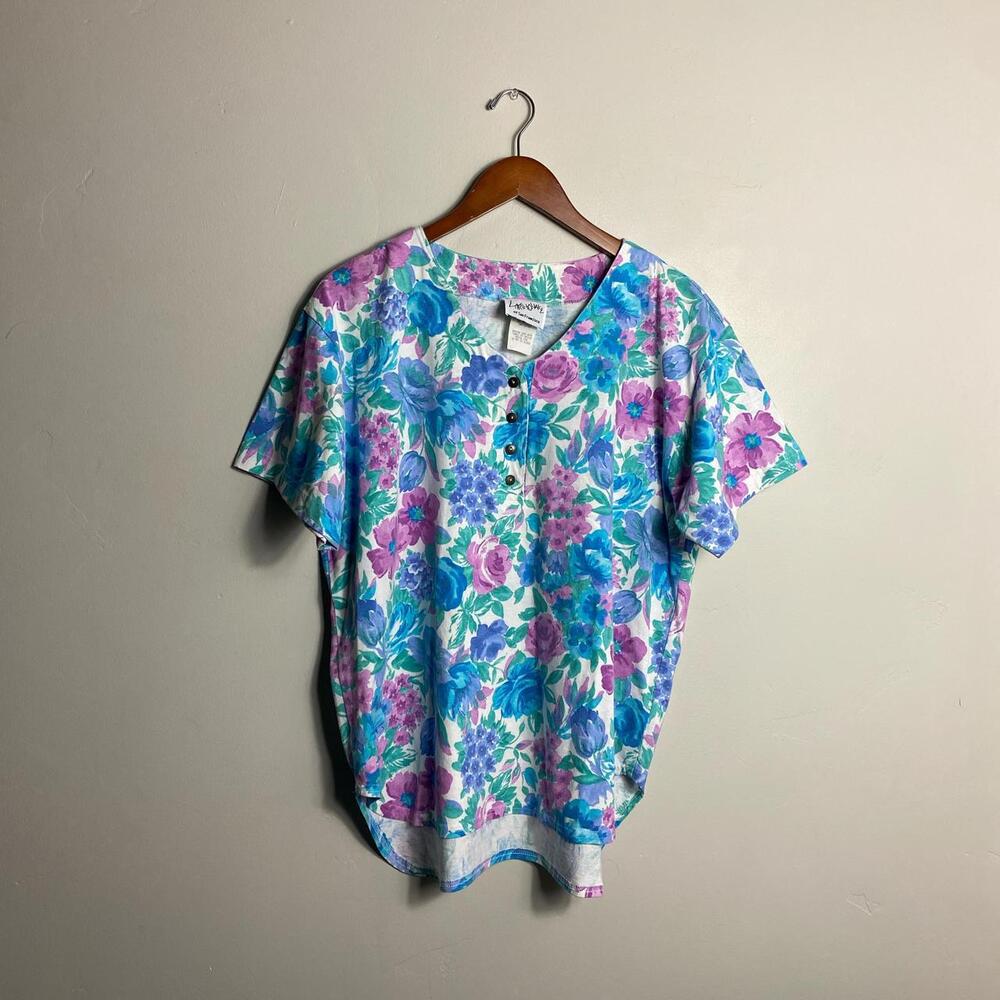 90s vintage multicolored floral blouse size medium